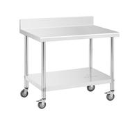 Royal Catering Table de Travail 70 x 100 cm avec Rebord - Capacité 155 kg - Plan de Travail pour Cuisine et Atelier