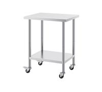 Table de Travail en Inox Table de Préparation avec 4 Roulettes 61x76,2 cm