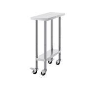 VEVOR Table de Travail en Acier Inoxydable 76,2 x 30,5 x 95,5 cm, Table de Préparation des Aliments avec 4 Roulettes, 3 Niveaux de Hauteur Réglables, Meuble de Rangement, pour Restaurant Maison Bar