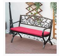 Table De Travail Extérieure En Métal Avec Coussins, Siège Imperméable Banc De Jardin Banc De Parc De Cour Avec Cadre En Métal De Fonte Sièges De Meubles 3 Places Porche Pelouse Jardin Cour(Zwart)