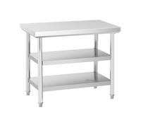 Royal Catering Table de Travail, INOX, 100 x 60 cm, 3 Niveaux, 500 kg | Pieds Réglables, Plan Cuisine Pro Professionnel, Préparation Boucher, Acier Inoxydable