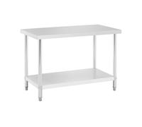 Royal Catering RCAT-120/60-NW Table de Travail INOX (120 x 60 cm, Capacité de Charge 250kg, Pieds réglables, Acier Inoxydable)