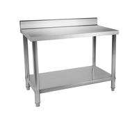 Royal Catering RCAT-120/60-S Table de Travail Plan de Travail (120 x 60 x 96 cm, Deux étages, 137 kg, avec Rebord, Panneau HQ Pieds réglables, Acier Inoxydable)