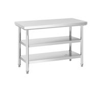 Table de travail inox - ECO - 120 x 60 cm - 500 kg - étagère intermédiaire - Royal Catering RCWT-120X60-3L-E