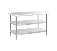 Table de travail inox - ECO - 150 x 60 cm - 226 kg - étagère intermédiaire - Royal Catering RCAT-120/70-PS3SH