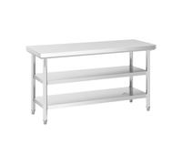 Table de travail inox - ECO - 150 x 60 cm - 500 kg - étagère intermédiaire - Royal Catering RCWT-150X60-3L-E