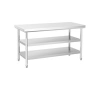 Table de travail inox - ECO - 150 x 70 cm - 500 kg - étagère intermédiaire - Royal Catering RCWT-150X70-3L-E