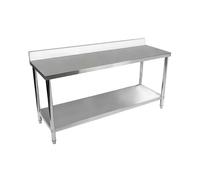 Royal Catering RCAT-180/60-S Table de Travail en Acier Inoxydable (180 x 60 cm, 1 Plateau de Travail et 1 étagère, jusqu'à 400 kg, Inclinaison, Hauteur réglable, Acier Inoxydable)