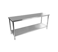Royal Catering Table de Travail INOX RCAT-200/60-NW (200 x 60 cm, Capacité de Charge 250kg, Pieds réglables, Acier Inoxydable)