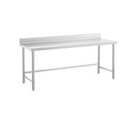 Royal Catering RCAT-200/70-SPS Table de travail inox Plan de travail en inox Plan de travail professionnel Table de travail cuisine Adossée Dosseret 200 x 70 cm 300 kg