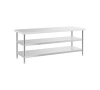 Table de travail inox - ECO - 200 x 70 cm - 500 kg - étagère intermédiaire - Royal Catering RCAT-200/70-PS3SH