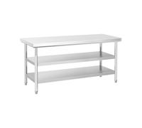Table de travail inox - ECO - 70 x 180 cm - 500 kg - étagère intermédiaire - Royal Catering RCWT-180X70-3L-E