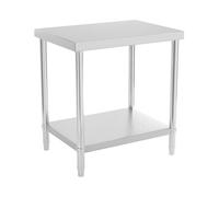 Royal Catering Table De Travail INOX Cuisine Plan De Travail Professionnel RCAT-80/60-NW (80 x 60 cm, 250 kg, 2 Niveaux, Plan Renforcé, Pieds Réglables en Hauteur)