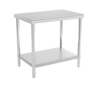 Royal Catering Table De Travail INOX Cuisine Plan De Travail Professionnel Meuble Barbecue BBQ Plancha Plein-Air (90 x 60 cm, 210 kg, 2 Niveaux, Plan Renforcé, Pieds Réglables en Hauteur)