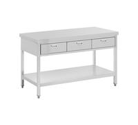 Table de travail inox - PREMIUM - 150 x 60 cm - 400 kg - 3 tiroirs - Royal Catering