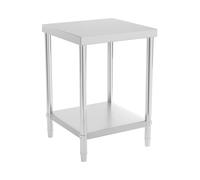Royal Catering Table De Travail Inox Cuisine Plan De Travail Professionnel RCAT-60/60-NW (60 x 60 cm, 150 kg, 2 Niveaux, Plan Renforcé, Pieds Réglables En Hauteur)