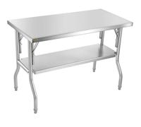 Table de Travail Inox - VEVOR - Table de Préparation 1220 x 610mm - Pliante Commercial Cuisine