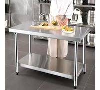 table de travail inoxydable giantex plande préparation 92x61x90cm, avec 2 etagère charge maximale: 200 kg Argent G