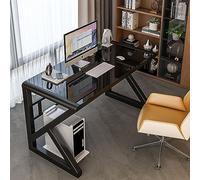 Table de Travail Moderne et Simple en Verre trempé, Bureau d'ordinateur, Poste de Travail à Domicile (39 Pouces, Noir)