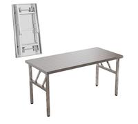Table de travail pliante en acier inoxydable,table de travail robuste pour cuisine professionnelle,poste de préparation alimentaire pliable pour cuisine,restaurant,hôtel, bureau(110x50x72cm)