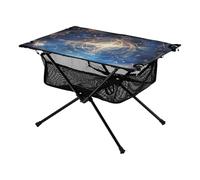 Table de travail portable bleue et dorée pour tarot astrologie table d'extérieur robuste avec sac de rangement pour poissons, barbecue, camping