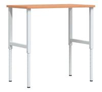 Table de travail rectangulaire en bois de hêtre massif - 100 x 60 x (71,5-98) cm - Réglable en hauteur - Avec structure en métal solide - Pour atelier, garage, salle de loisirs