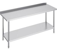 VEVOR Table de Travail en Acier Inoxydable 61x182,9x91,4 cm, Table de Préparation des Aliments Durable, Hauteur Réglable, Meuble de Rangement des Aliments, pour Cuisine Restaurant Bar Hôtel Maison