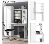 Table de travail VICCO Tessa - Blanc - Bureau informatique avec meuble de rangement