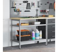 vidaXL Table de travail - Gris, 100x55x85 cm, fabriquée en acier et en bois d'ingénierie