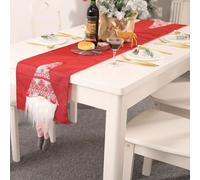 Table de vacances pour chemin de table avec pieds suspendus avec charmant motif Rudolphe, convient pour la décoration de Noël dans un style rustique pour tables et cheminées (rouge)