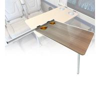 Table de voiture pliable en alliage d'aluminium et en bois, table coulissante amovible pour petits espaces, idéale pour monospace, caravane, bateau ou yacht