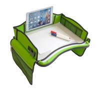 Table de voyage pour enfants & plateau de genoux pour la voiture - Table de jeu/table pour enfants pour banquette arrière - surface lavable, porte-stylo et de nombreux poches, vert - par KD Essentials