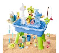 Table d'eau pour | Ensemble de Jeu de pêche - 4 en 1 Évier de Jeu avec système d'eau Courante et Pompe - pour de 4-8 Ans Cadeau Anniversaire été extérieur