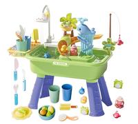 Table d'eau pour - Kitchen Play Sink Toy | Pompe 4 en 1 avec course pour garçons filles âges 4-8 Outdoor Pool Birthday, Sensory Activity Center Backyard Garden Sand Station Set Accessory