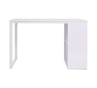 Table d'écriture 120x60x75 cm Blanc avec 4 Compartiments de Rangement | Plateau en bois d'ingénierie, pieds en acier, finition mélaminée, polyvalente pour le bureau ou l'étude