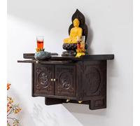 Table d'encens bouddhiste en bambou pour prière, armoires pour dieux de la richesse, armoire murale en bois massif pour la maison (50 x 30 x 34,5 cm/19,7 x 11,8 x 13,6 pouces)