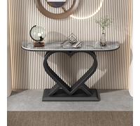 Table D'entrée Avec Plateau En Ardoise, Table Console Étroite, Tables D'appoint Tables Basses, Tables De Canapé Avec Cadre En Acier Inoxydable Pour Entrée, Couloir, Salon(Light Black,150x30x80cm)