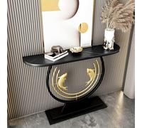 Table d'entrée, console industrielle avec base en métal, table d'entrée étroite pour le salon et l'entrée, 150 x 30 x 80 cm