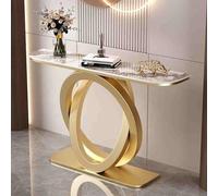 Table d'entrée étroite moderne pour salon - Table console élégante avec pieds géométriques en métal, finition beige, table de canapé de 120 cm pour décoration de couloir et d'entrée