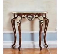 Table D'entrée Semi-circulaire de Style Français en Bois Massif, Meuble Console D'entrée, Meuble D'appoint Sculpté de Motifs Floraux pour Salon ou Chambre à Coucher(Gold,110X36X88cm/43x14x35in)