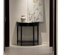 Table d'entrée semi-circulaire,style luxueux et épuré,meuble mural,console,étroite avec rangement intégré,Idéale pour le salon,couloir,hall l'entrée,montage facile(Black,90*35*88cm/35.4*15*34.4in)