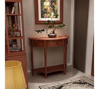 Table d'entrée semi-circulaire,style luxueux et épuré,meuble mural,console,étroite avec rangement intégré,Idéale pour le salon,couloir,hall l'entrée,montage facile(Cherry,90*35*88cm/35.4*15*34.4in)