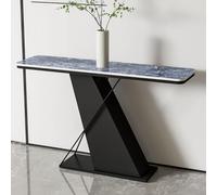 Table d'entrée, table d'appoint étroite en imitation marbre, console élégante pour salon, foyer, design de base unique, décoration d'intérieur contemporaine