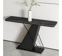 Table d'entrée, table d'appoint étroite en imitation marbre, console élégante pour salon, foyer, design de base unique, décoration d'intérieur contemporaine