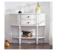 Table d'entrée Vintage en Bois Massif avec tiroirs de Rangement(White)