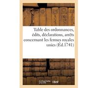 Table Des Ordonnances, Édits, Déclarations, Arrêts Du Conseil Et De La Cour Des Aydes