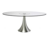 Table design ovale - Loft - Alu et verre - 180 x 120 cm - Contemporain - 6 personnes