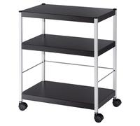 Table desserte mobile Polyvalente 3 plateaux en métal H. 74 x L. 60 cm ? Noir / Aluminium