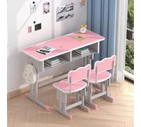 Table d'étude double siège pour enfants, 5 vitesses hauteur, 68 kg, chaise bureau pieds caoutchouc antidérapant, rangement