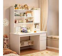Table D'étude Moderne avec étagère De Rangement，Grand Bureau à Domicile avec Tiroir et étagère de Rangement Bureau d'ordinateur Portable avec étagère pour un Poste de Tr(Size:120*45*163cm,Color:Blanc)